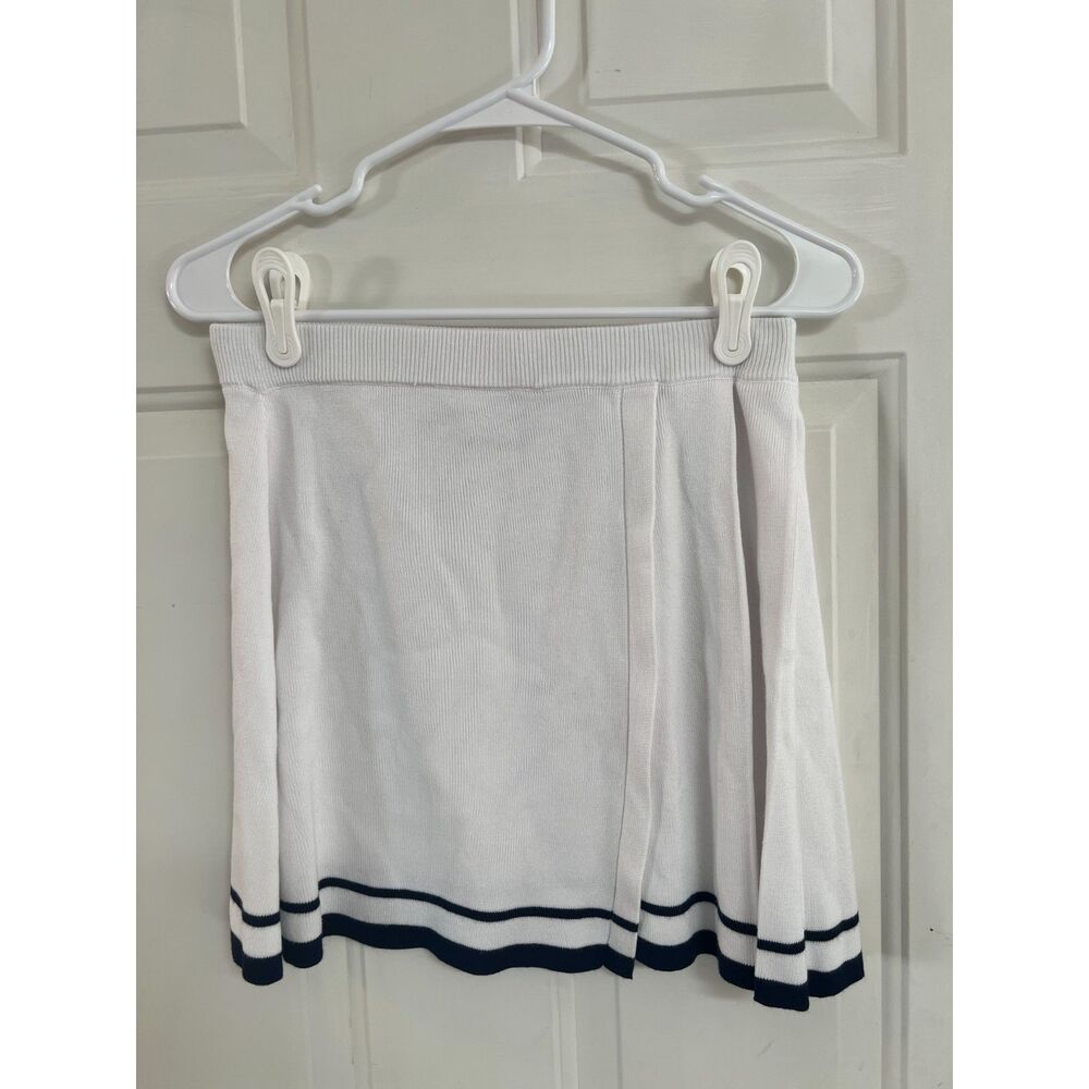 Freshman 1996 White Pleated Mini Skirt Blue Stripe M Preppy Academia Tenniscore